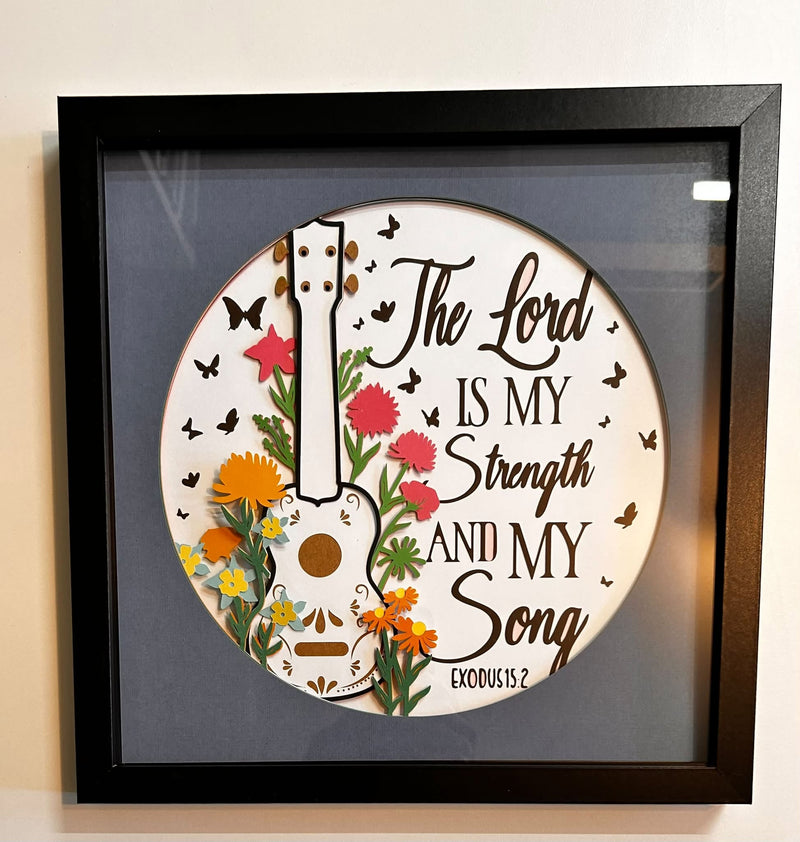 Faith and guitar handmade layered shadow box