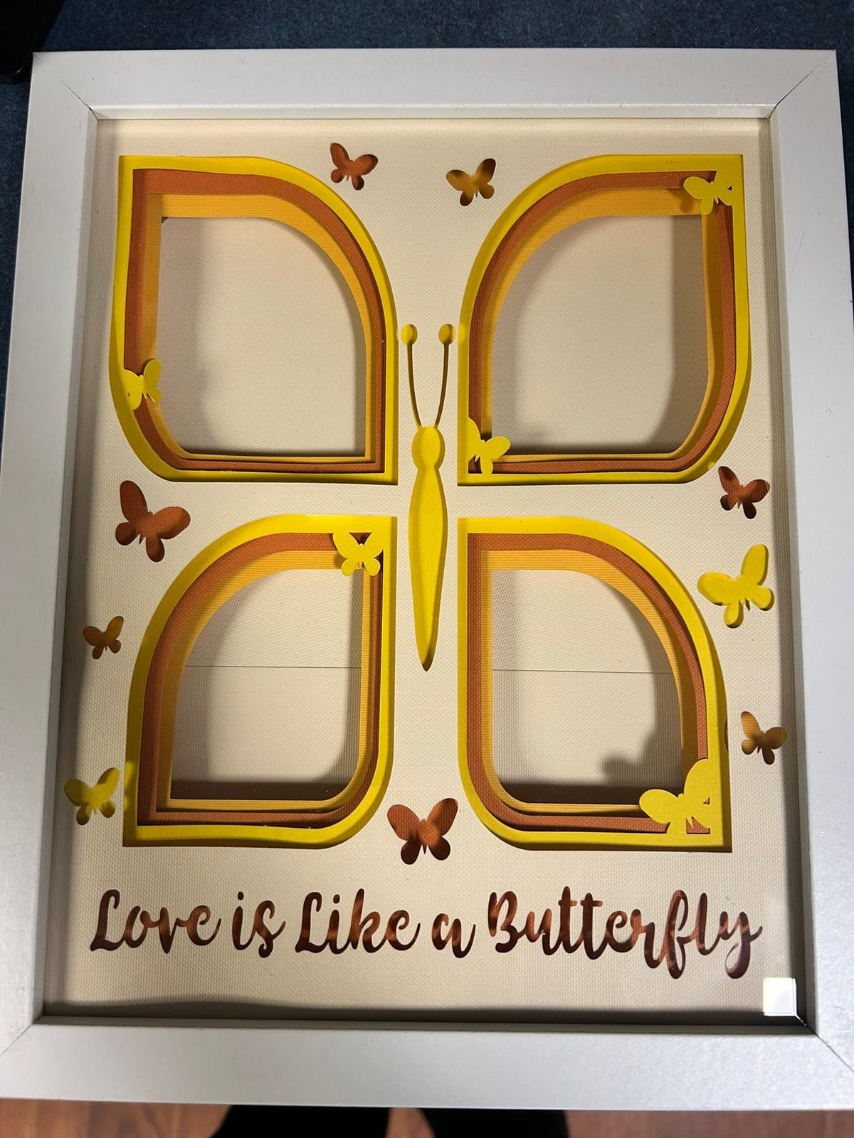 Handmade butterfly photo memory layered shadow box
