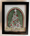 Handmade Merry Christmas tree layered shadow box