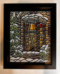 Handmade winter leg lamp layered shadow box